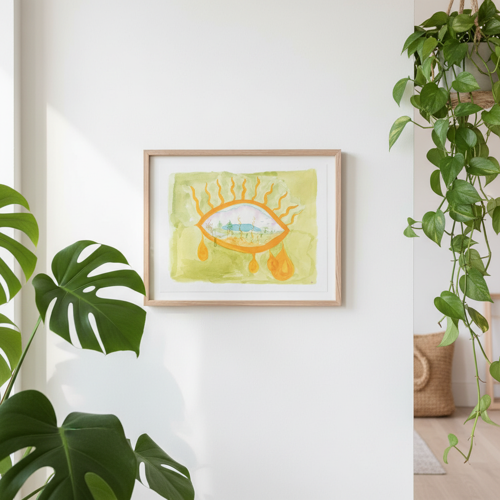 Watercolor artwork with plants